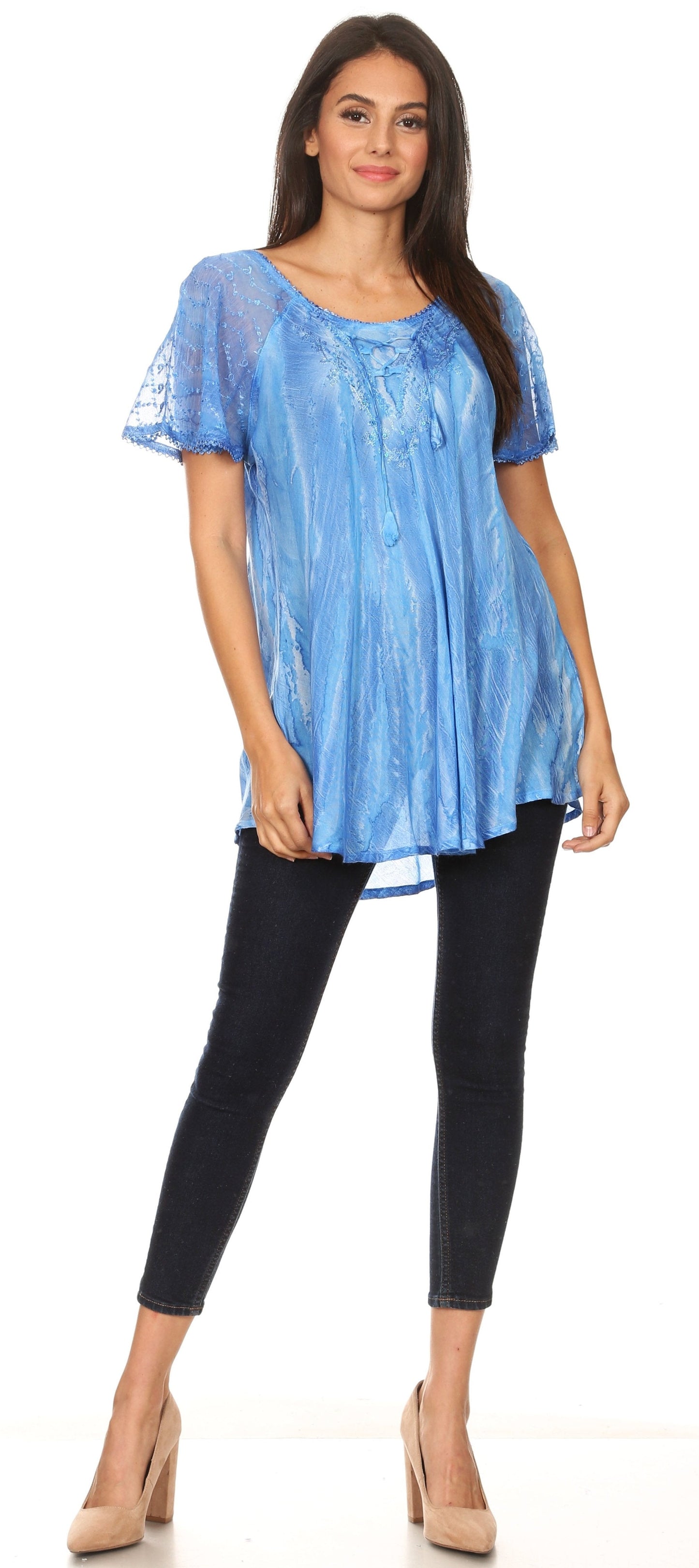 Aline Women's Short Sleeve Casual Light Scoop Neck Top