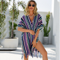 Summer plus Size Women Bikini Hollow Out Cutout Beach Tassel Sun Protection Clothing Sweater