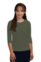 Essential 3/4 Sleeve Modest Crew Neckline Shell - Versatile Layering Top