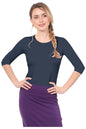 Essential 3/4 Sleeve Modest Crew Neckline Shell - Versatile Layering Top