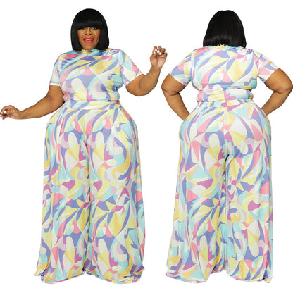 Sexy European And American Women's Clothing Plus-size Two-piece Set See size chart under “more details”