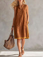 Women's Sleeveless V-Neck Button-Front Pocketed Midi Dress