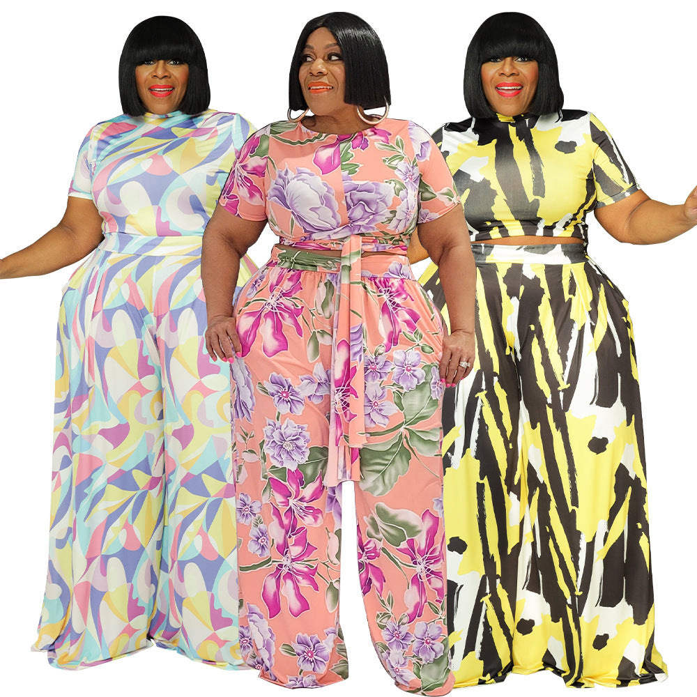 Sexy European And American Women's Clothing Plus-size Two-piece Set See size chart under “more details”