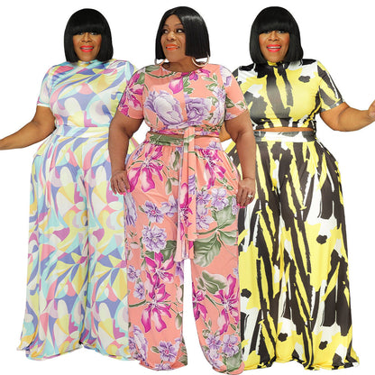 Sexy European And American Women's Clothing Plus-size Two-piece Set See size chart under “more details”