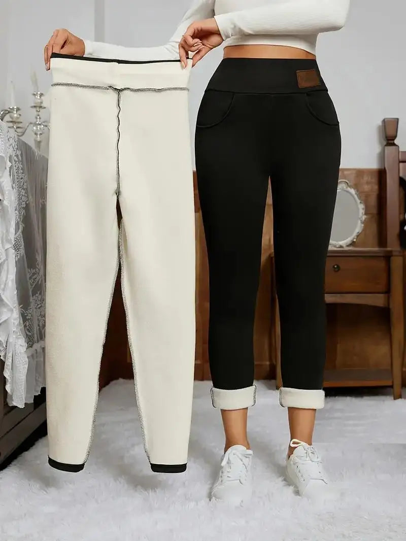 Fleece Lined Leggings, High-Waisted Shaping Workour Warm Soft Yoga Pants