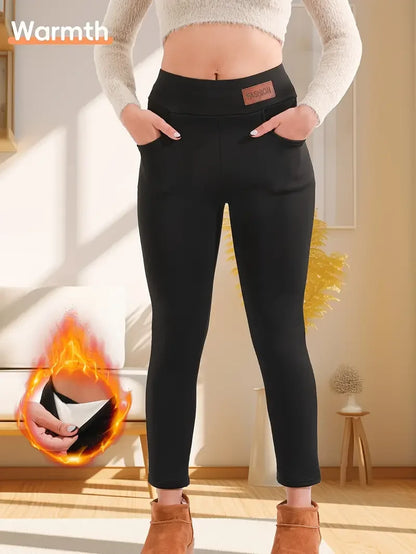 Fleece Lined Leggings, High-Waisted Shaping Workour Warm Soft Yoga Pants