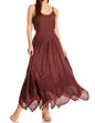 Sakkas Rayon Embroidered Stonewashed Adjustable Spaghetti Straps Long Dress