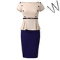 Women Clothing Plus Size Elegant Sheath Office Office Color Matching African Dress