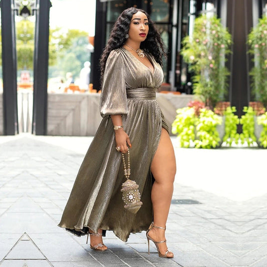Dress Long Sleeve Slightly Summer plus Size Women Clothes Loose Dress Maternity Dress Maxi Dress Maternity Dress High Split