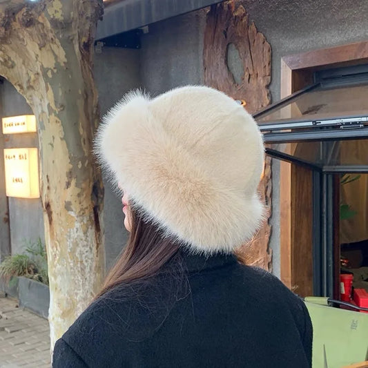 New Style Fake Fox mink Fur Hats Super Soft Women Winter Hat Cotton Lining Warm Fashion Ski Beanies Plush Solid Color