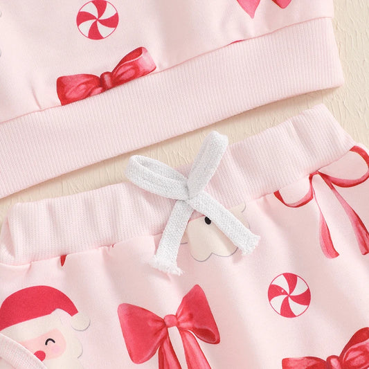 Toddler Girl Christmas Dress Red Plaid Ruffle Sleeve Santa Claus Printed Baby Girls Outfits with Leggings and Headband