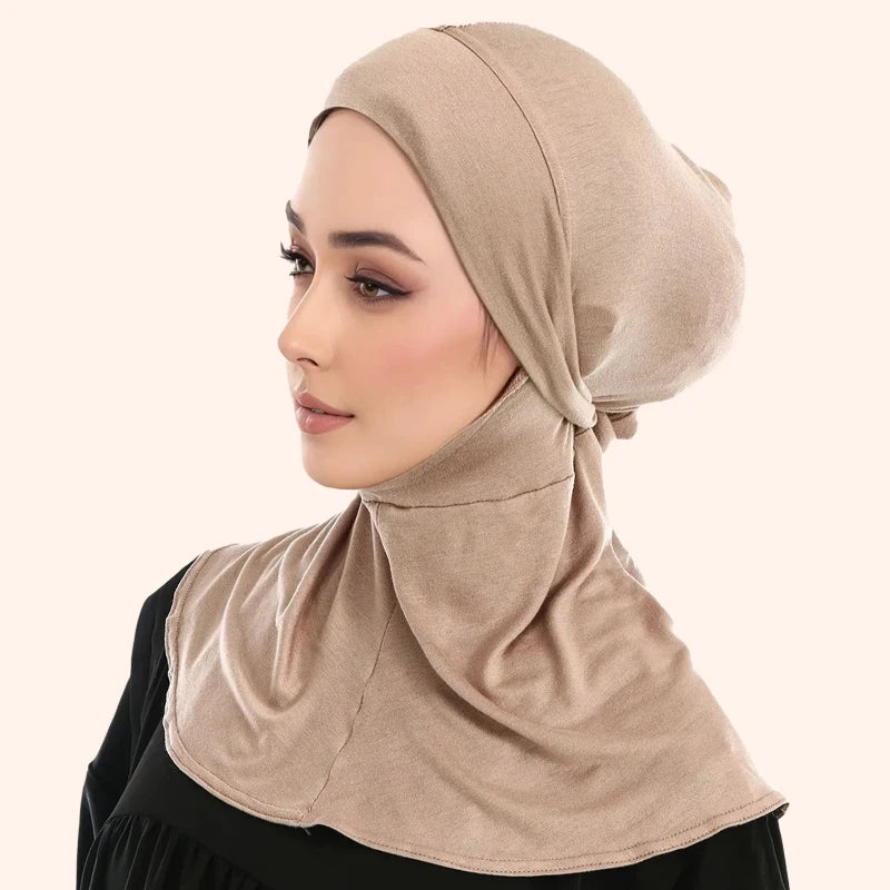 Balaclava Inner Hijabs  Solid Color Tie Back Elasticity Hijabs Full Cover Headscarf