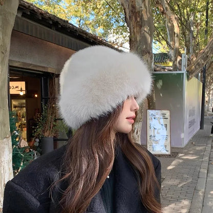 New Style Fake Fox mink Fur Hats Super Soft Women Winter Hat Cotton Lining Warm Fashion Ski Beanies Plush Solid Color