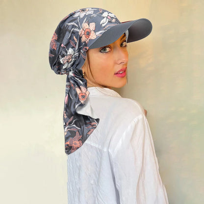 New Muslim Floral Print Hijab Turban Hat for Women Visor Baseball Cap Sun Hats