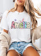 Easter Bunny Print Amelia Name t Shirt Easter Women Casual Outfit White Plus-Size