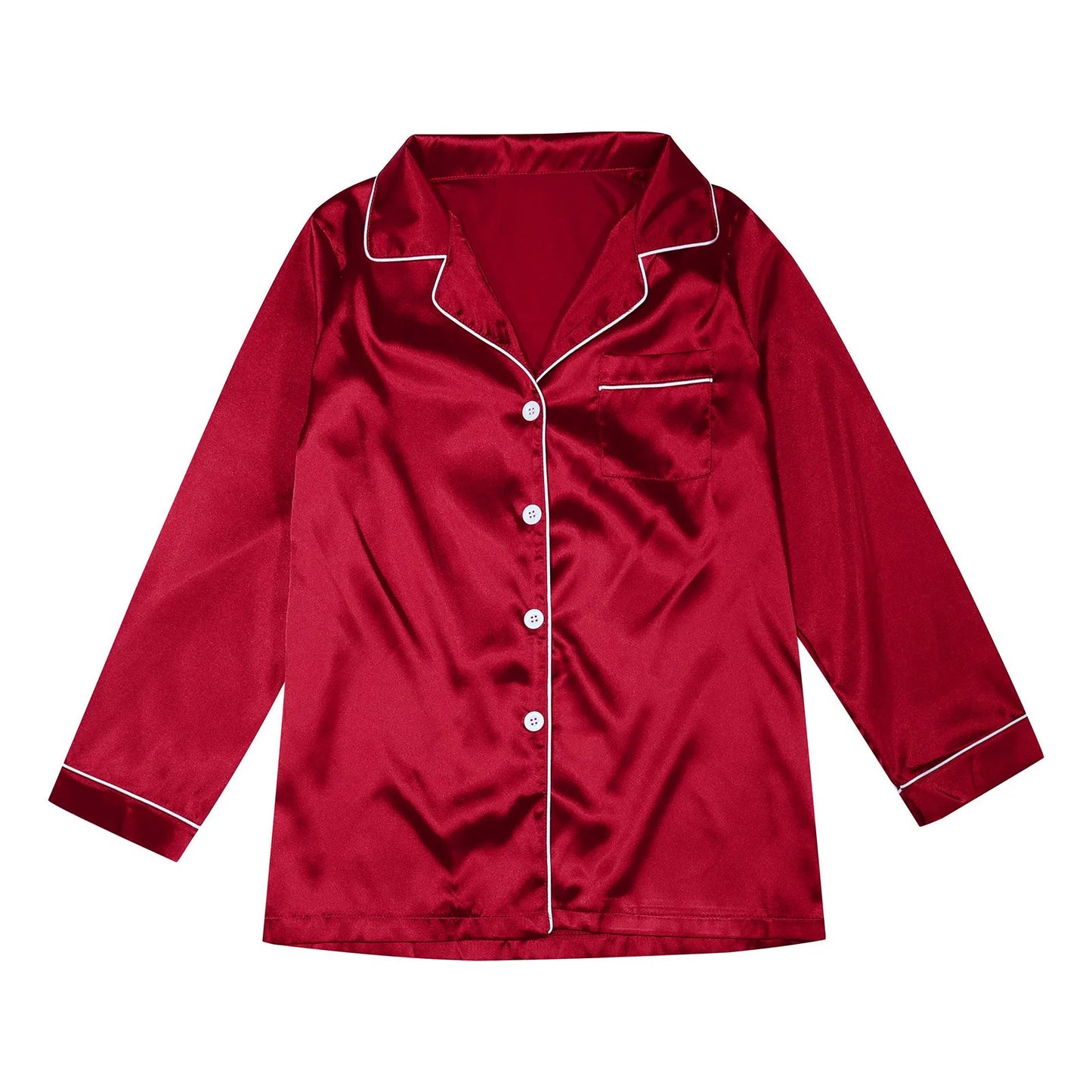 Hot Red Womens Satin Pajama Sets 2 Piece Family Outfits Mother Sleepwear Christmas Home Clothes Pyjamas Suits Ice Silk Homewear