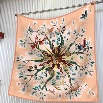 90cm Square Scarf Women Fashion Floral Twill Silk Shawl Hijab Luxury Bandana Foulard Neckerchief