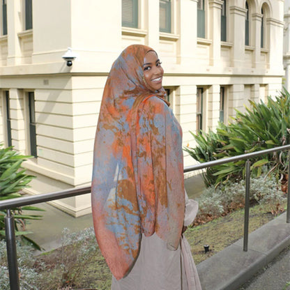 1Pcs Ramadan Hijab Leopard Print Women Watercolor Soft Muslim Hijabs Breathable Shawl Wrap Headscarf Warm