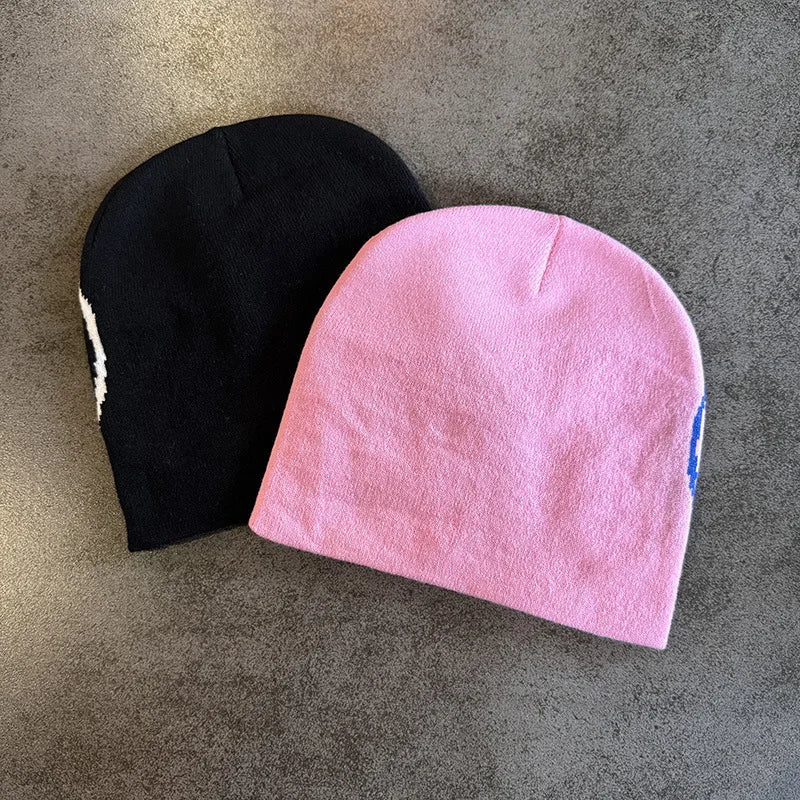 1pc Face Pattern Knitted Beanie Casual Cap Warm Sports Hat for Cycling Skiing Women Men