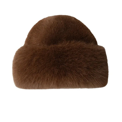 New Style Fake Fox mink Fur Hats Super Soft Women Winter Hat Cotton Lining Warm Fashion Ski Beanies Plush Solid Color