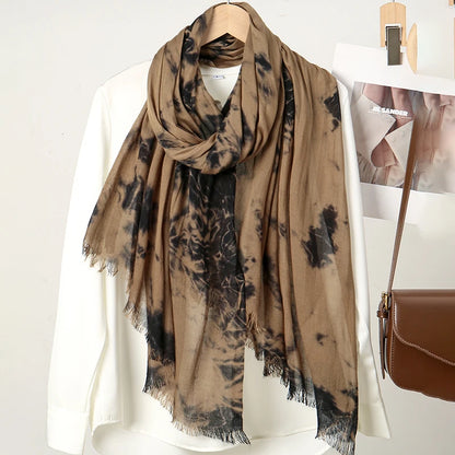 Print Muslim Hijab Breathable Woven Tie-Dye Colorful Shawls Muslim Women Head Scarf