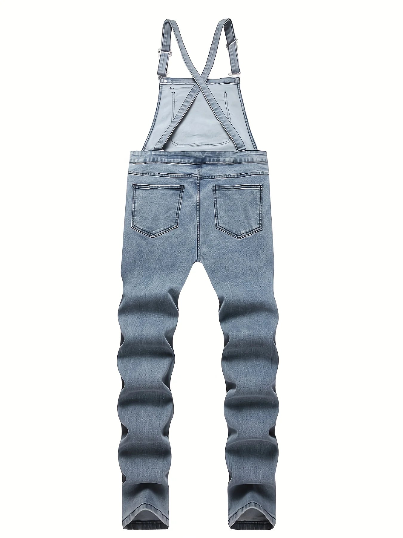 Men's solid color pocket overalls