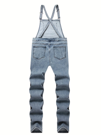 Men's solid color pocket overalls