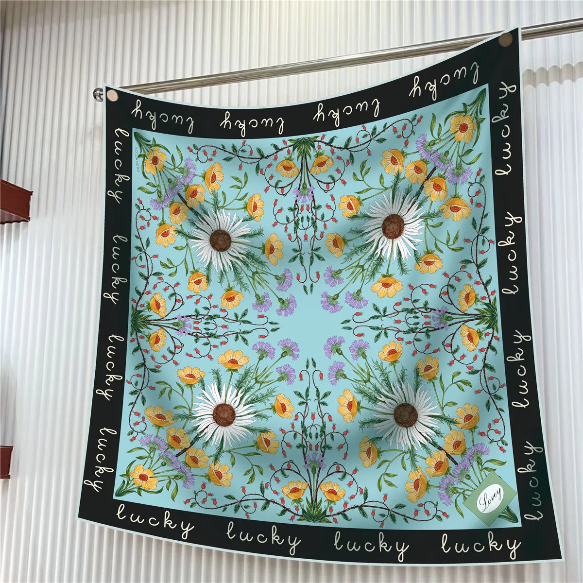 90cm Square Scarf Women Fashion Floral Twill Silk Shawl Hijab Luxury Bandana Foulard Neckerchief