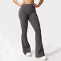 Women's Yoga Flare Trousers, High-Waisted Tummy-Control Wide-Leg s with Pockets