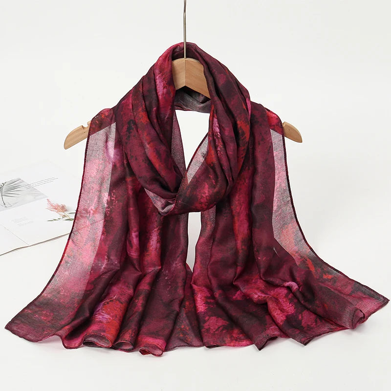 1Pcs Ramadan Hijab Leopard Print Women Watercolor Soft Muslim Hijabs Breathable Shawl Wrap Headscarf Warm