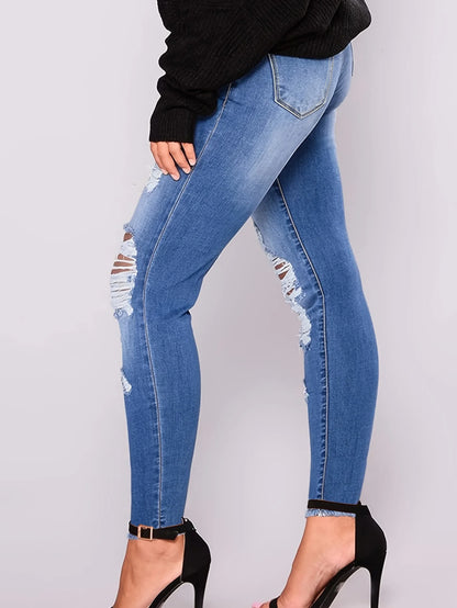Women's blue ripped jeans
