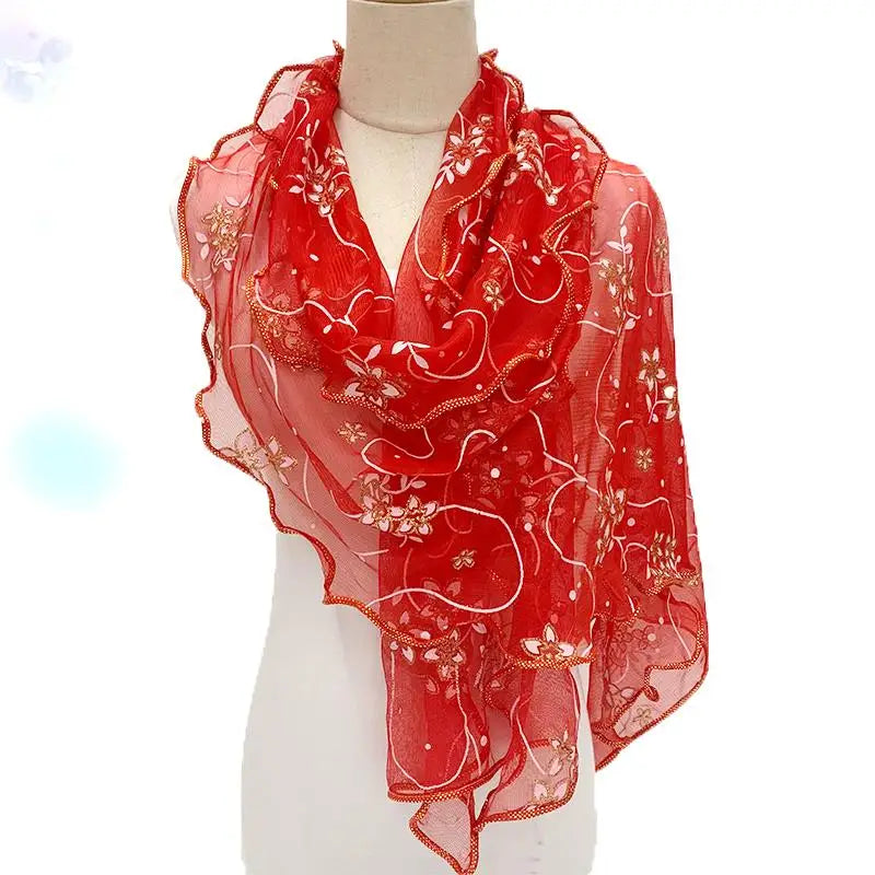 Lace Scarf Women Lightweight Hijab Elegant  Silk  Shawl Wraps Headband Handle Hair