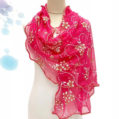 Lace Scarf Women Lightweight Hijab Elegant  Silk  Shawl Wraps Headband Handle Hair