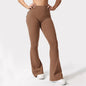 Women's Yoga Flare Trousers, High-Waisted Tummy-Control Wide-Leg s with Pockets