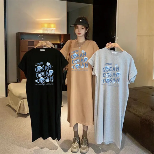 Summer Short-sleeved T-shirt Long Skirt Makes You Look Slim Lazy Summer Clothes