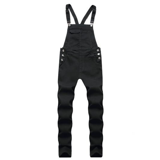 Men's solid color pocket overalls