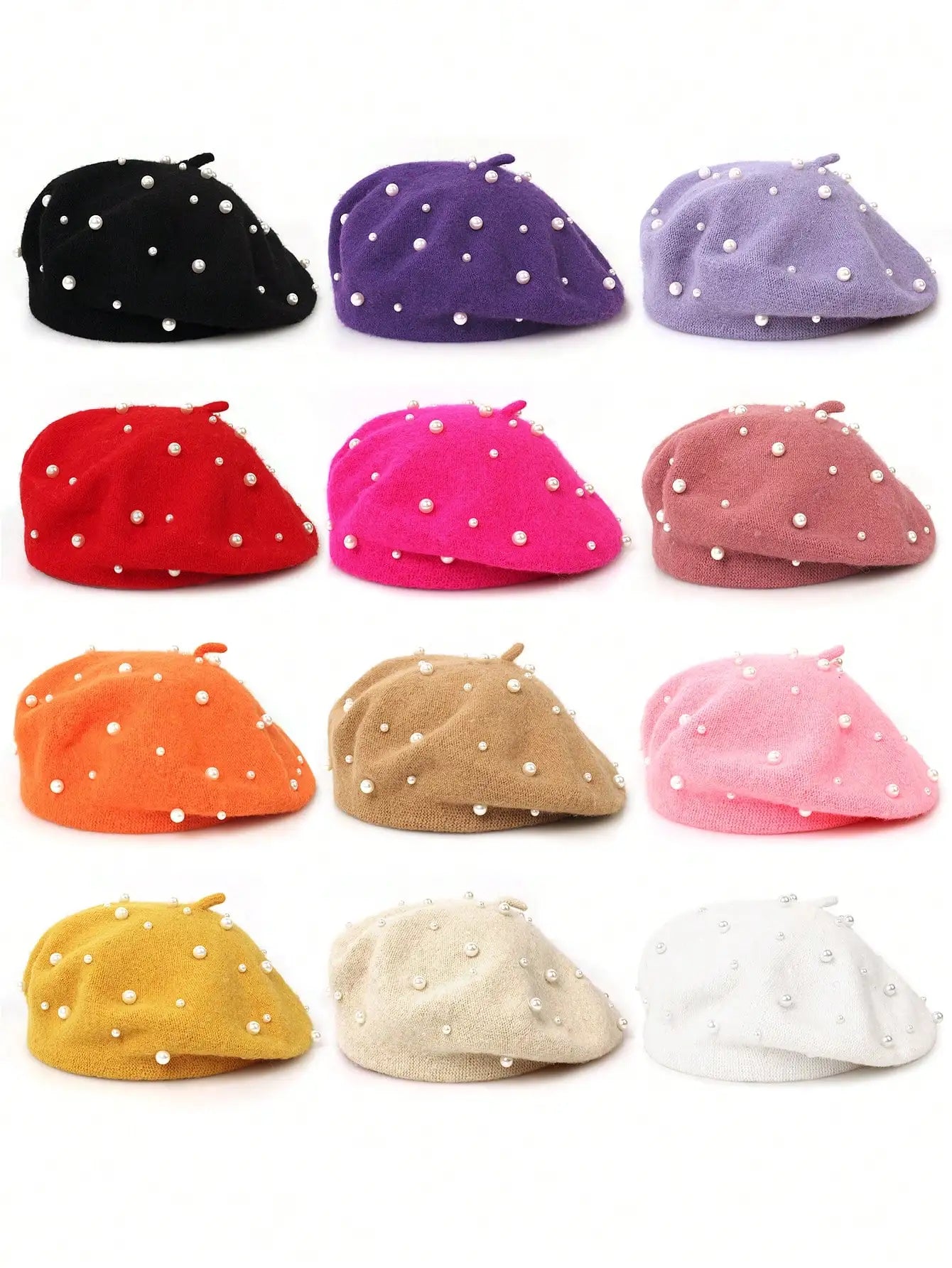 1pc Women Solid Color Wool Casual Beret Hat, Elegant Luxury Style
