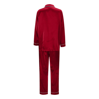 Hot Red Womens Satin Pajama Sets 2 Piece Family Outfits Mother Sleepwear Christmas Home Clothes Pyjamas Suits Ice Silk Homewear