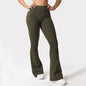Women's Yoga Flare Trousers, High-Waisted Tummy-Control Wide-Leg s with Pockets