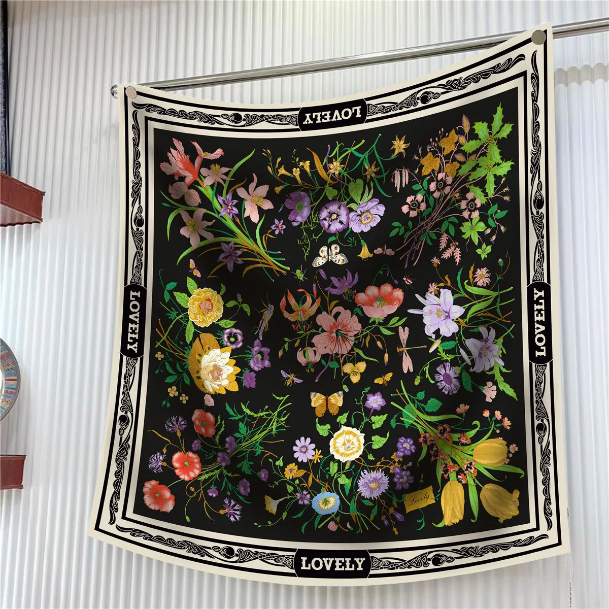 90cm Square Scarf Women Fashion Floral Twill Silk Shawl Hijab Luxury Bandana Foulard Neckerchief