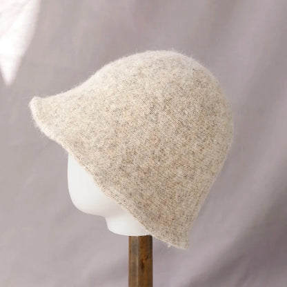 new  wool Women's Bucket Hat Panama Cap Autumn Winter Warm Soft Foldable Chapeau