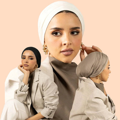 New Muslim Solid scarf Caps Modal Instant Hijab Stretch Turban Cap Islamic Headscarf Headband