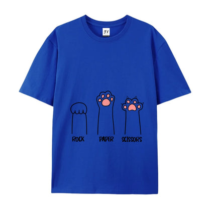 Rock Paper Scissors T-Shirt Casual Crewneck Tops Summer Cotton Loose  FunnyCat Print Clothes Women Fashion Oversize