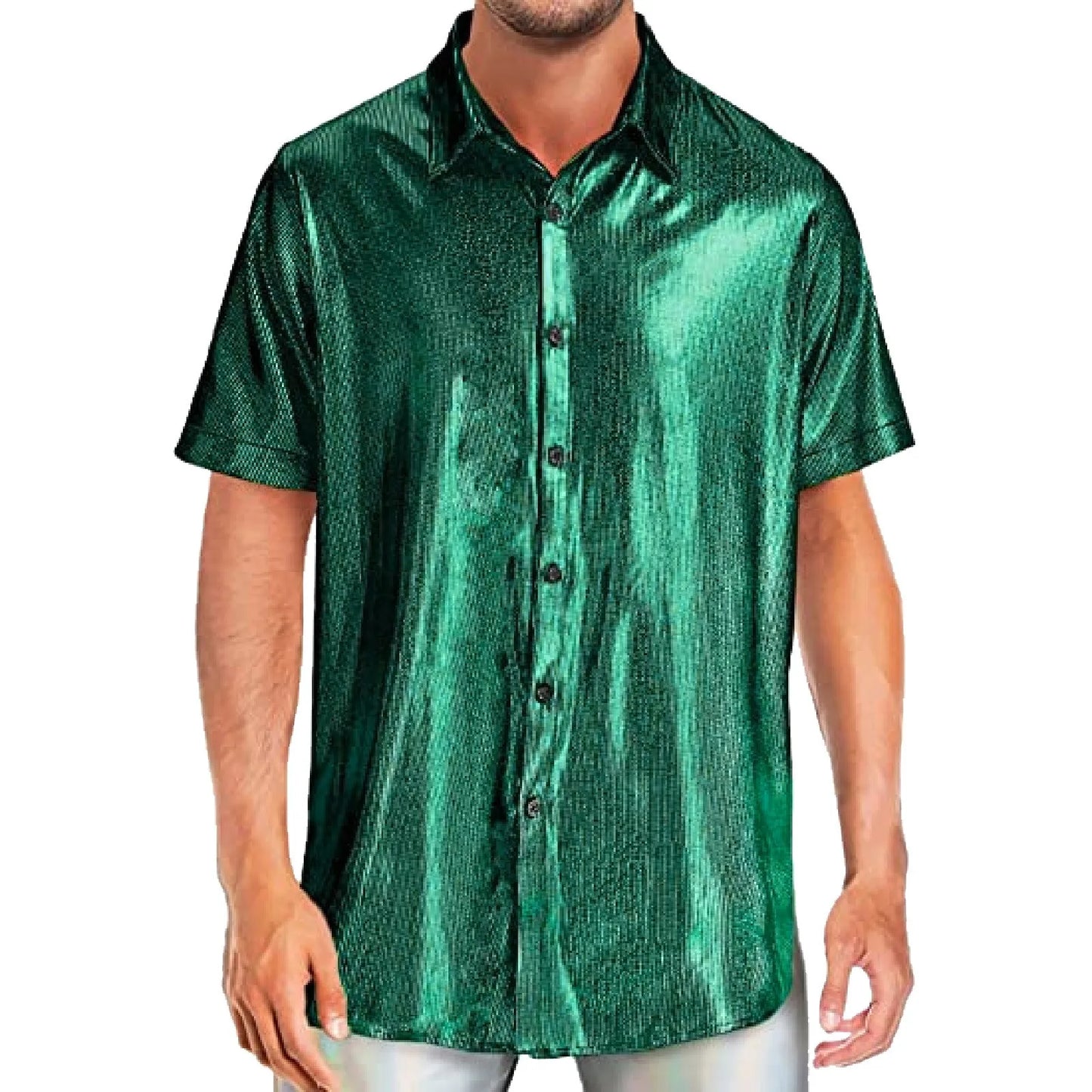 Mens Sequin Short Sleeved Shirt