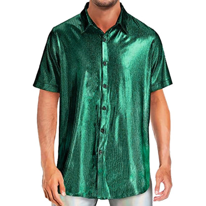 Mens Sequin Short Sleeved Shirt