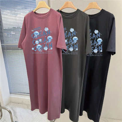 Summer Short-sleeved T-shirt Long Skirt Makes You Look Slim Lazy Summer Clothes