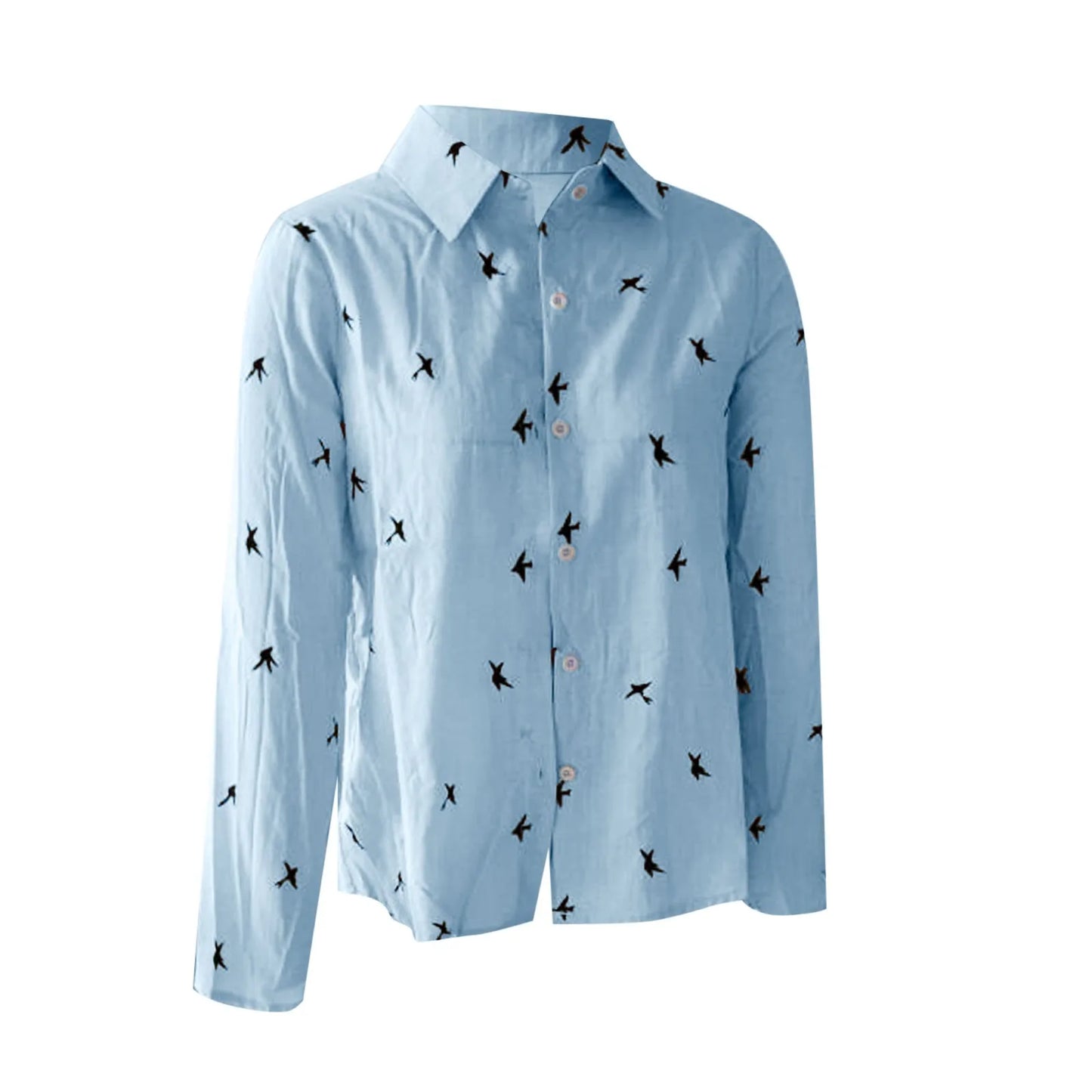 Korean Fashion Blue Pink Lapel Shirt Women's