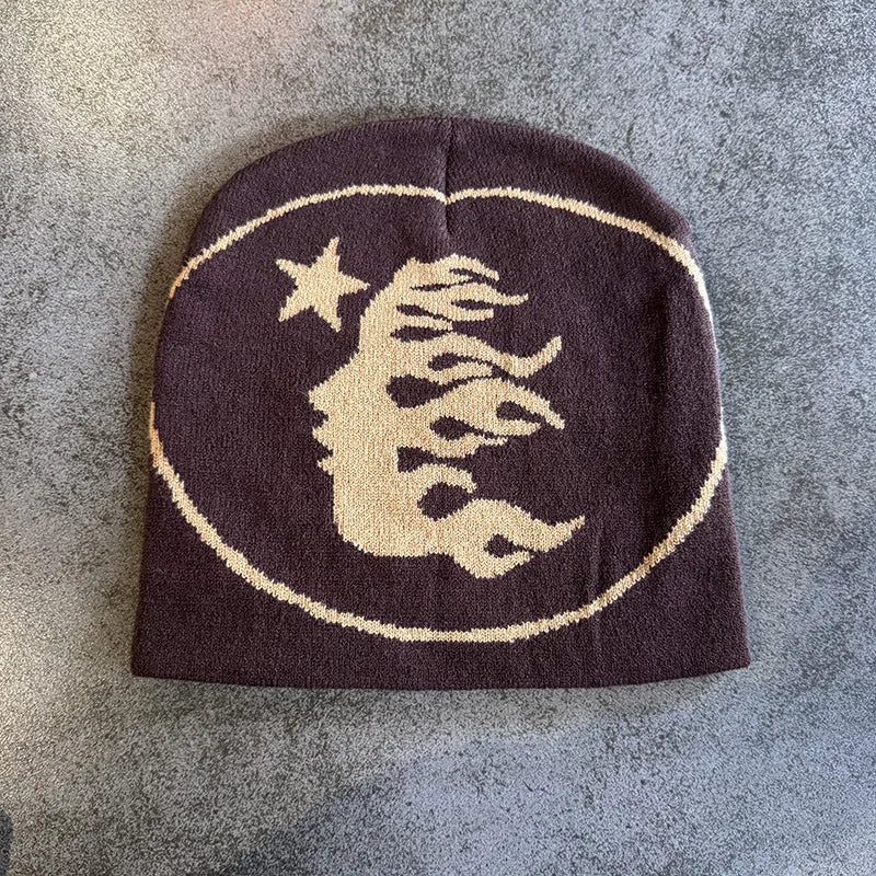 1pc Face Pattern Knitted Beanie Casual Cap Warm Sports Hat for Cycling Skiing Women Men