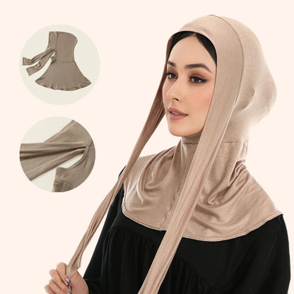 Balaclava Inner Hijabs  Solid Color Tie Back Elasticity Hijabs Full Cover Headscarf