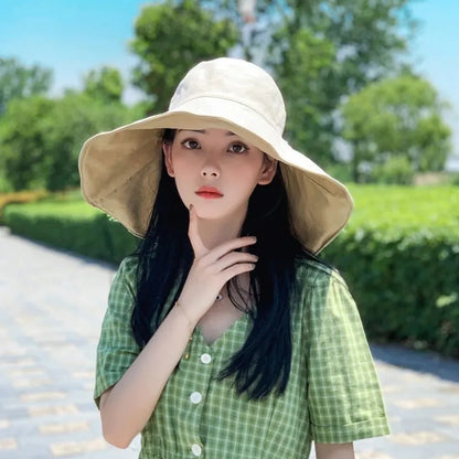 Wide Brim UPF 50+ Sun Hat Women Anti-UV Protection Hiking  Fold Summer Solid Beach Hat